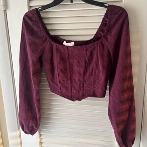 Chic Burgundy Long Sleeve Blouse